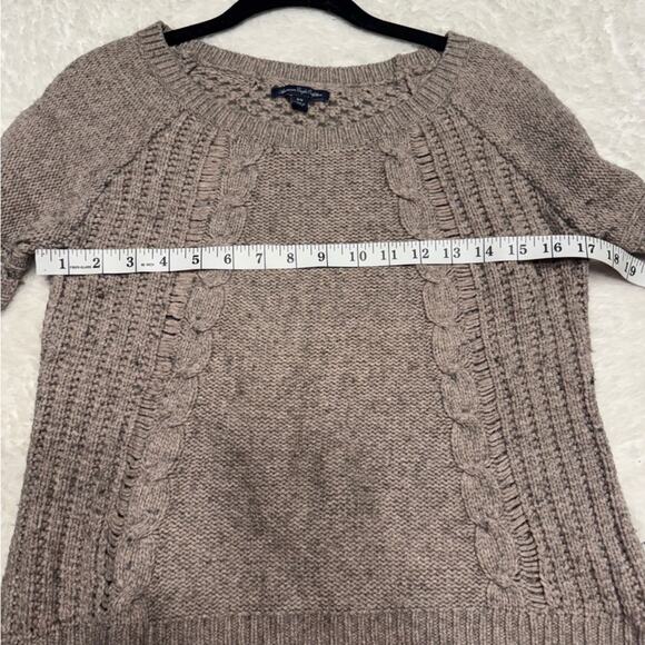 American Eagle Outfitters Women’s Cable Knit Open Knit Back Sweater Taupe Size M - Picture 8 of 8